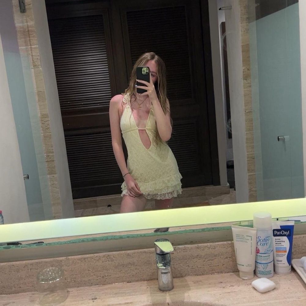 Edikted cream yellow Lace Dress